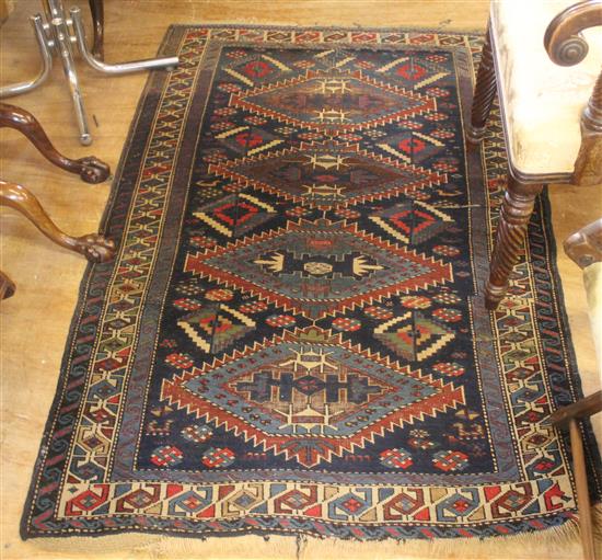 Caucasian geometric blue ground patterned rug